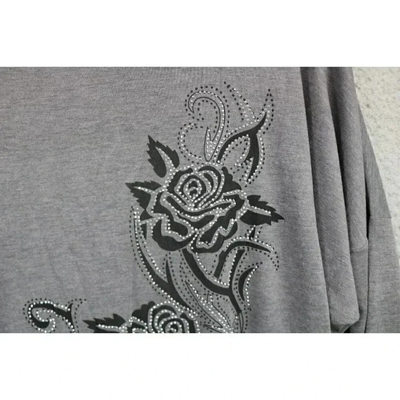 Julia Women's 3/4 Raglan Sleeve T-Shirt-Rhinestone Roses-Size Small-Medium - Picture 4 of 8
